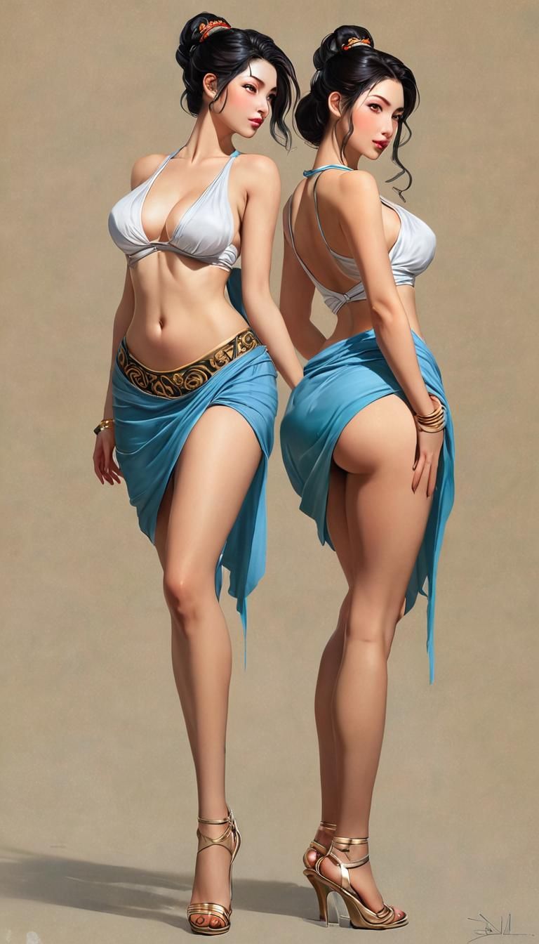 Elegant Pinup Goddesses in Ancient Greek Fantasy