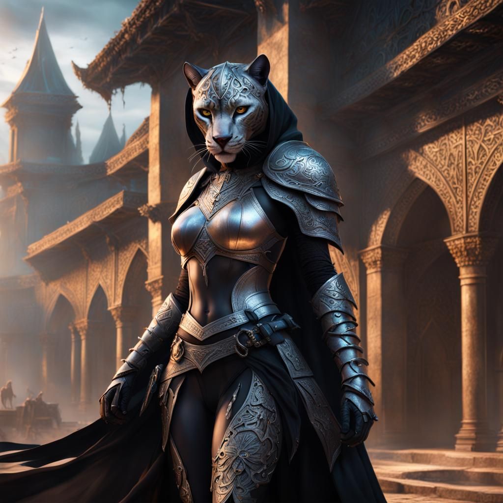 Panther Assassin in Shadows: Fantasy Digital Art