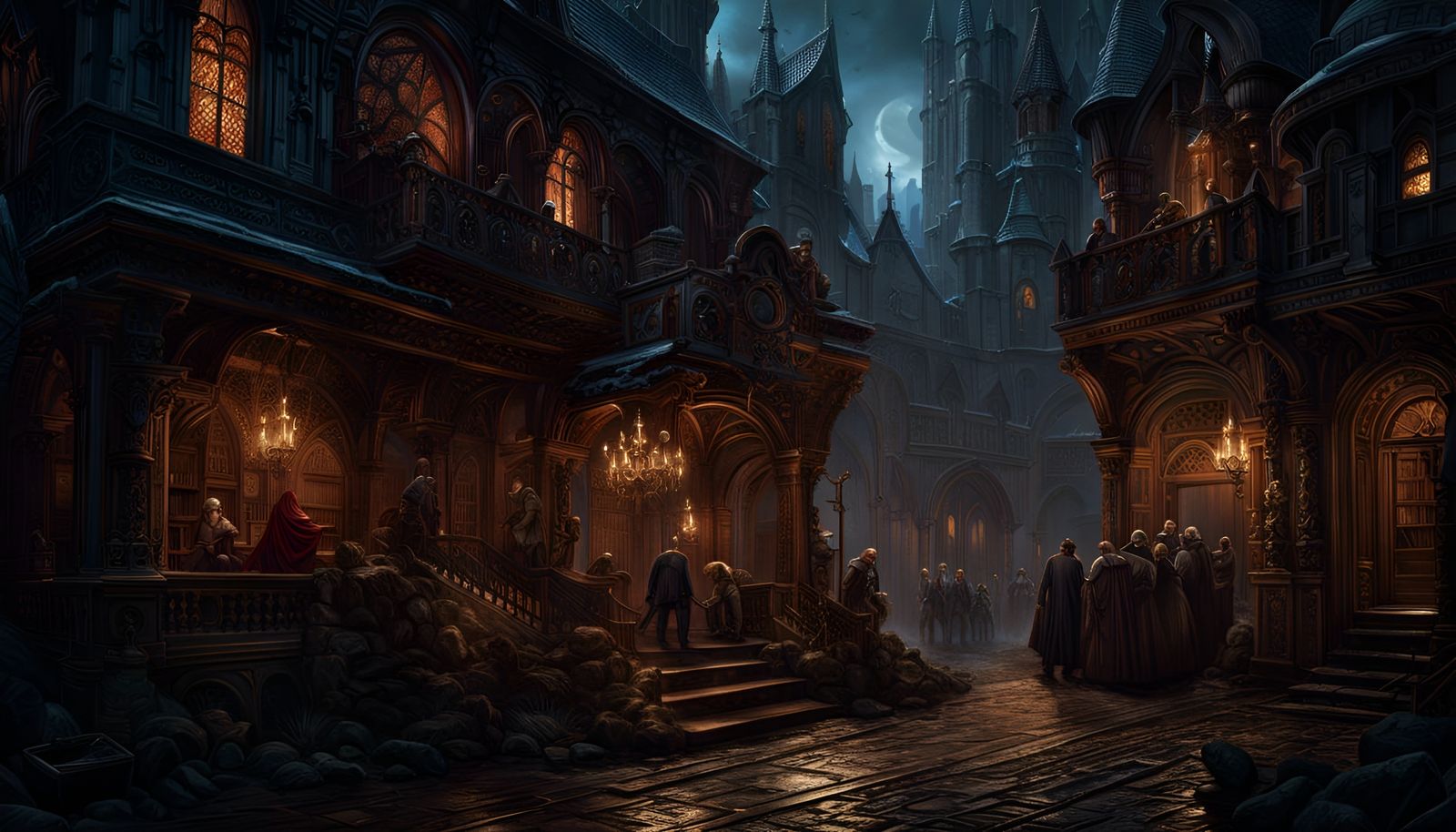 Vampire Feeding at Night: Hyperrealism Masterpiece