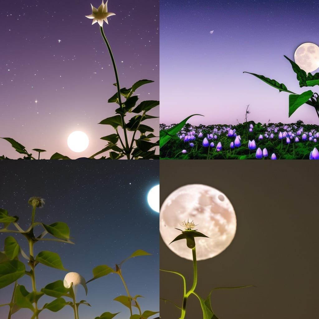 Moonflower Blooming Under a Full Moon