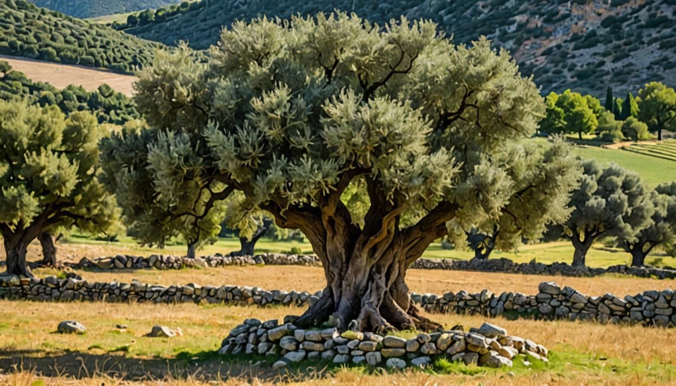 Ancient Olive Tree in Provence Field