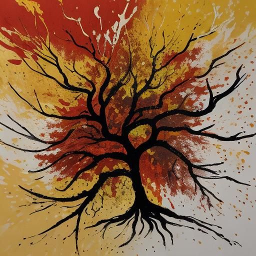 Autumn Forest in Abstract Impressionist Style