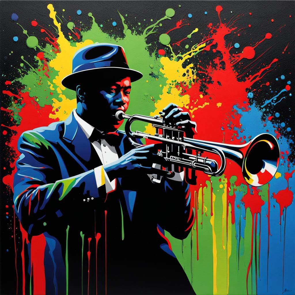 Vibrant Abstract Jazz Musician Painting