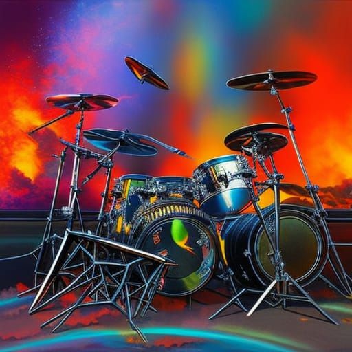 Ancient Rock Drummer in Splash Art Style