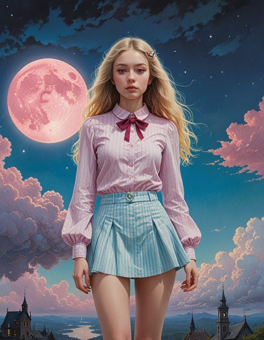 Surreal Goddess Descends in Vibrant Pastel Colors