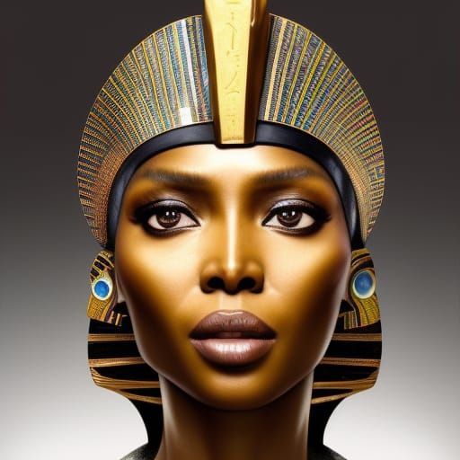 Naomi Campbell as Egyptian Queen in Art Nouveau Style