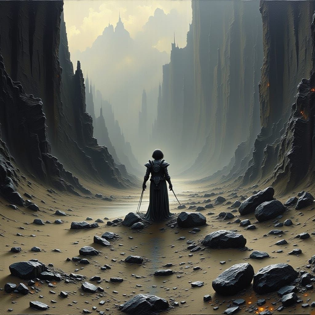 Futuristic Cityscape with Flying Cars and Desolate Landscape