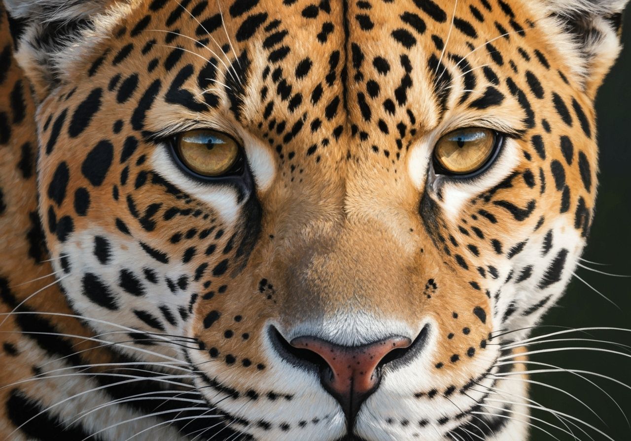 Jaguar's Eyes Reflect Serengeti Gazelle in Oil Painting