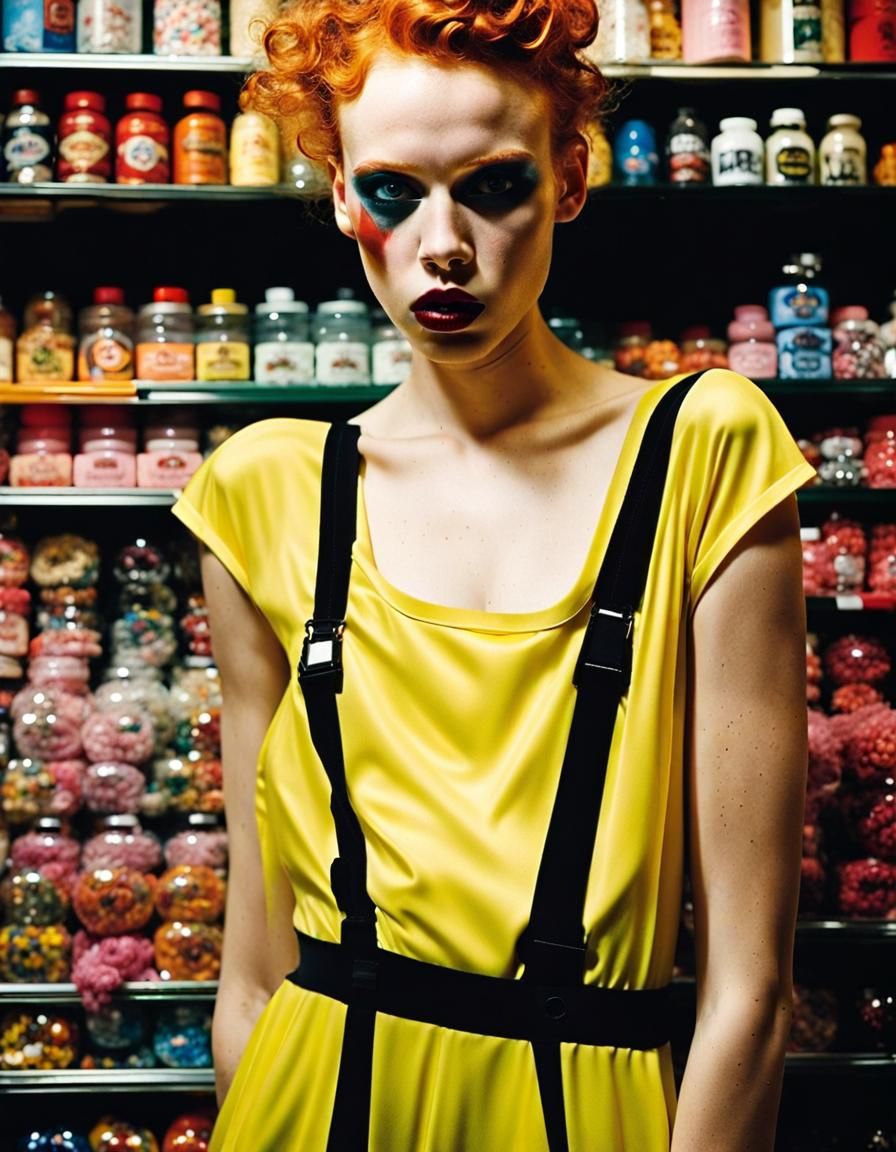 Sinister Portrait in Toy Store, High Contrast