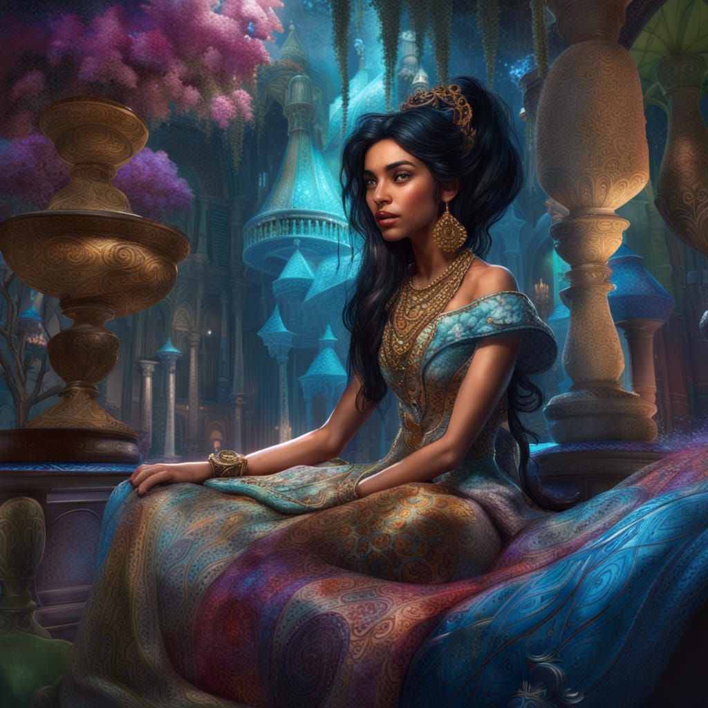 Princess Jasmine in Royal Garden, 3D Portrait