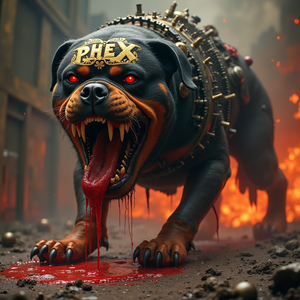 Fierce Rottweiler Emerges from Hell in Steampunk Horror