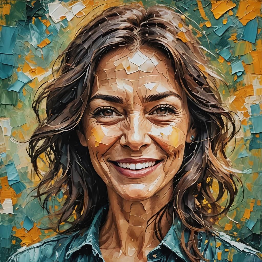 Expressive Woman Portrait with Impasto Oil Effects