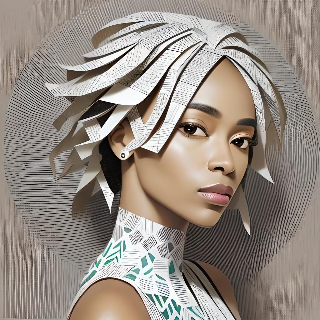 Abstract Paper Collage Portrait of Woman