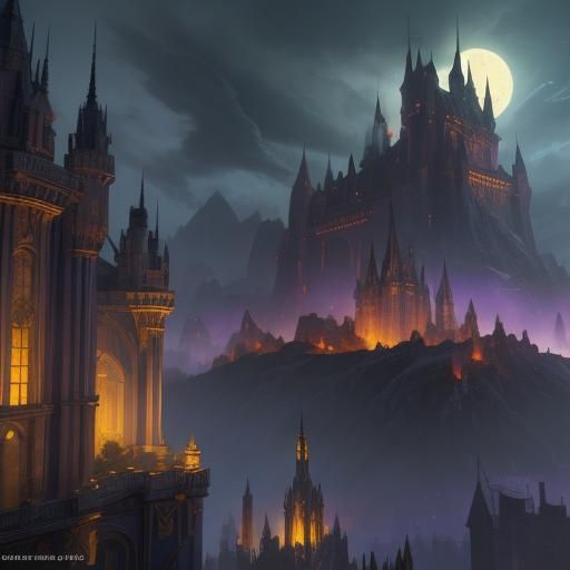 Dragon and Castle in Detailed Fantasy Matte Painting