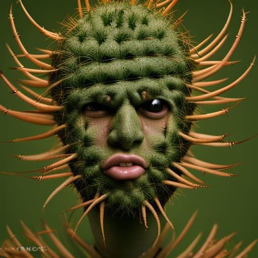 Cactus Man Portrait in Professional Photography Style