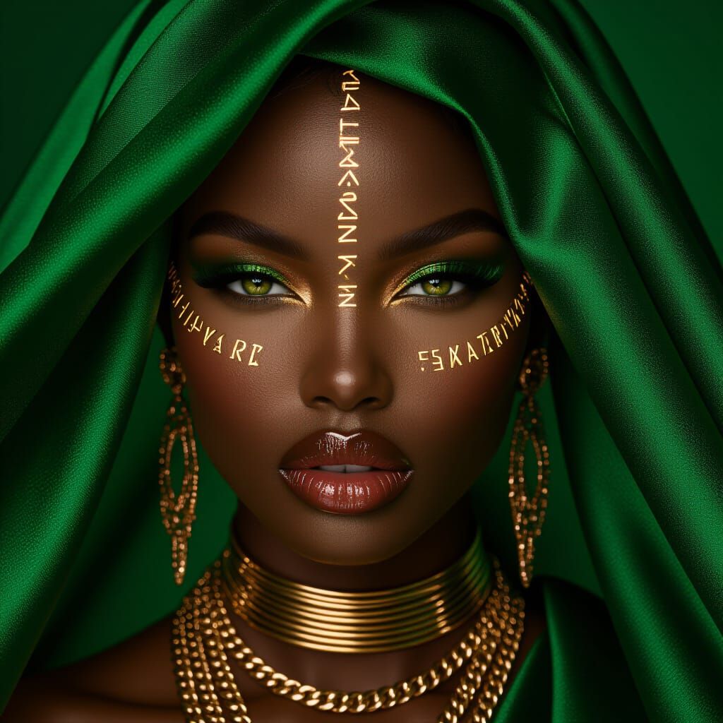 Defiant Emerald: High-Fashion Portrait of Woman
