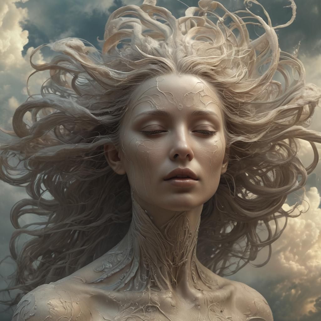 Ethereal Goddess Portrait in Surrealist Style