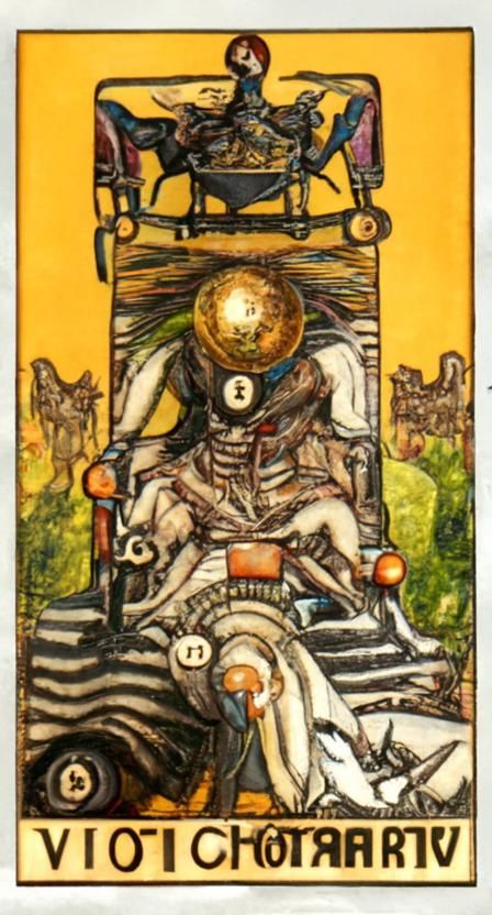 Insectoid Chariot Tarot Card in Cosmic Style