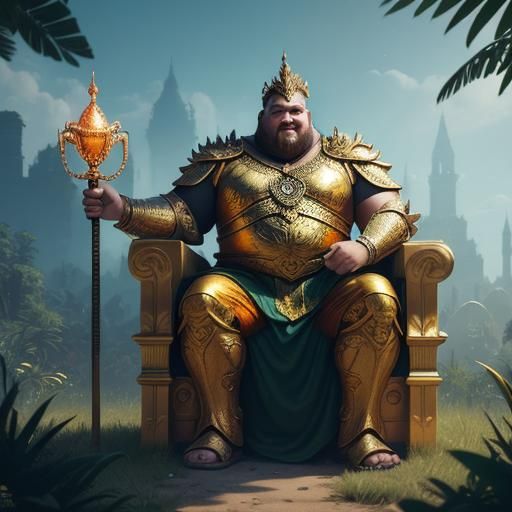 Jovial King on Throne, Fantasy Concept Art