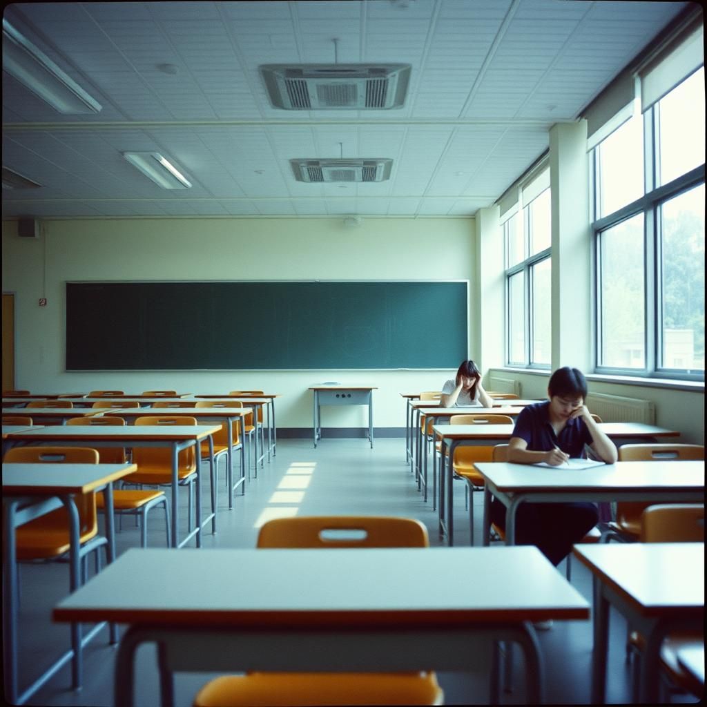 Minimalist Modern School Classroom in Cinematic Style