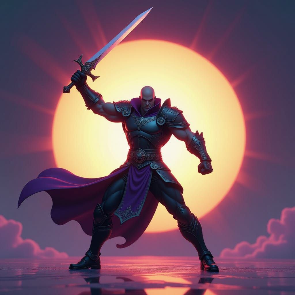 Valiant Hero in Dark Fantasy Realm: Pixar-Inspired 3D Art