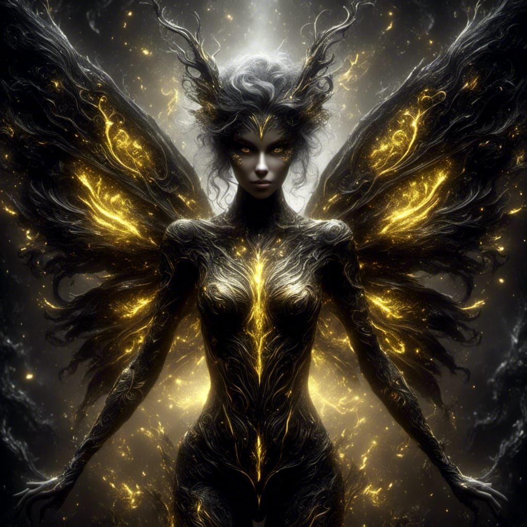 Dynamic Superhero in Black and Yellow Cape