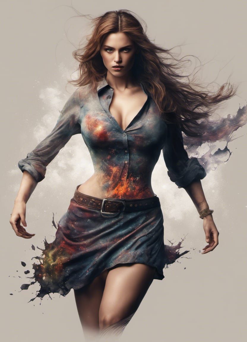 Voluptuous Woman Posing: Detailed Digital Matte Painting