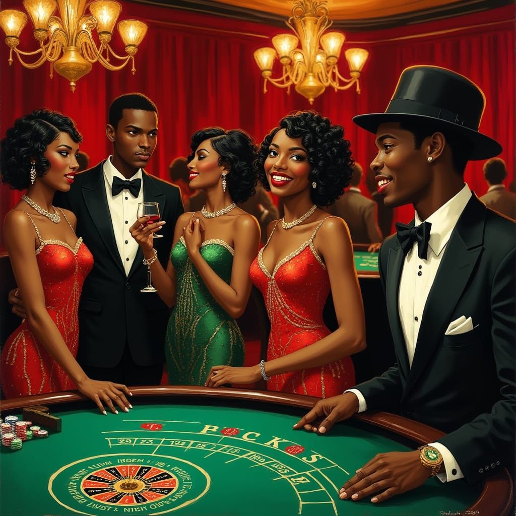 Harlem Renaissance Cabaret Scene in Digital Art Style