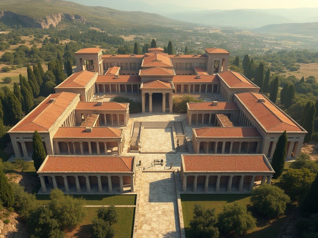 Ancient Greek Palace with Doric and Ionic Elements