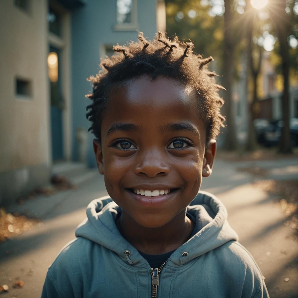 Smiling Child Portrait in Cinematic Style