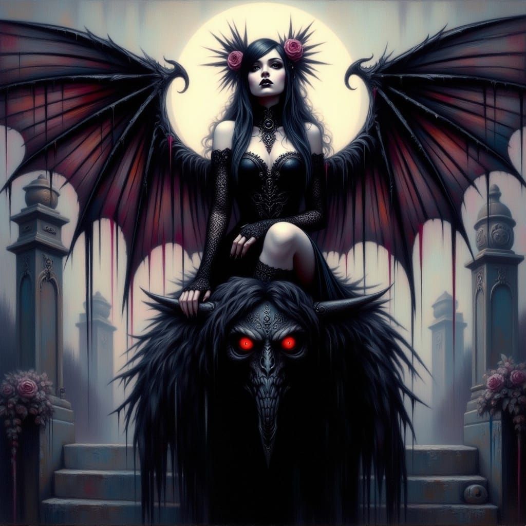 Gothic Vampire Queen on Demonic Gargoyle