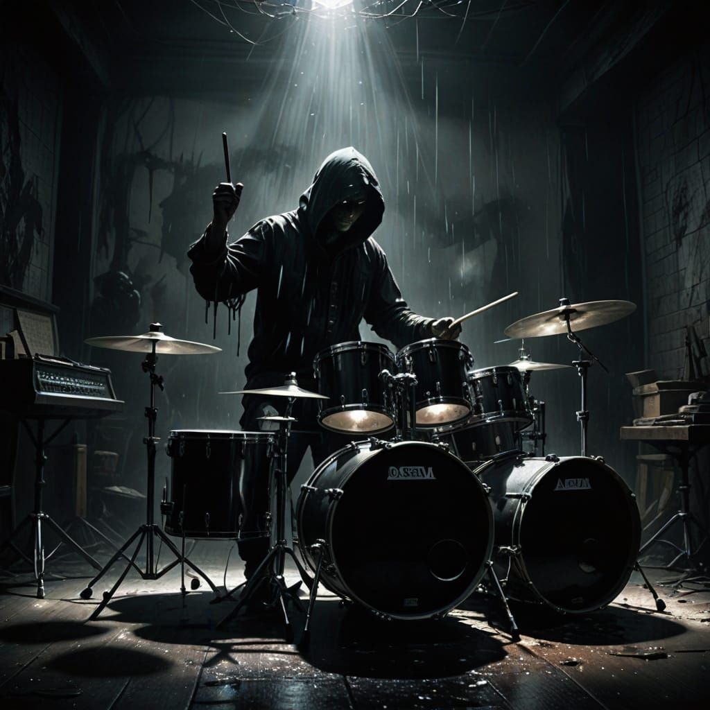 Ethereal Drummer in Dark Surrealism