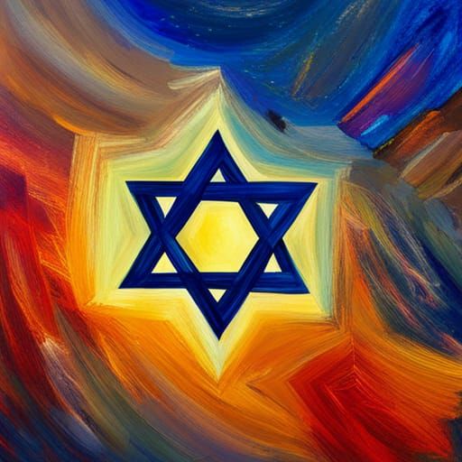 Star of David in Abstract Sky