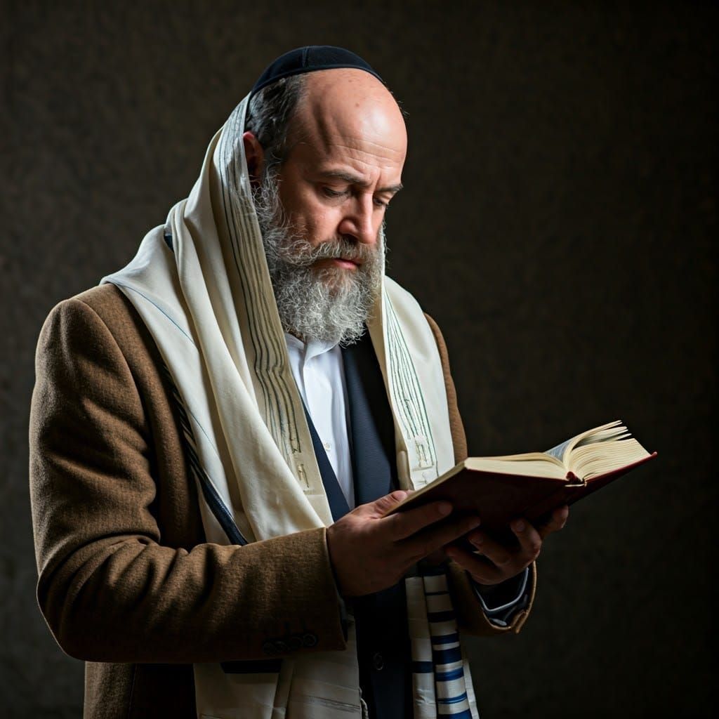 Orthodox Man Praying Wrapped in Tallit
