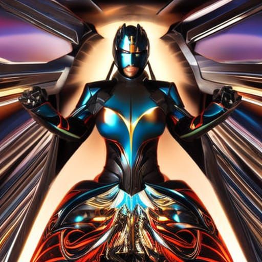 Anime Superhero in Reflective Costume: Digital Art