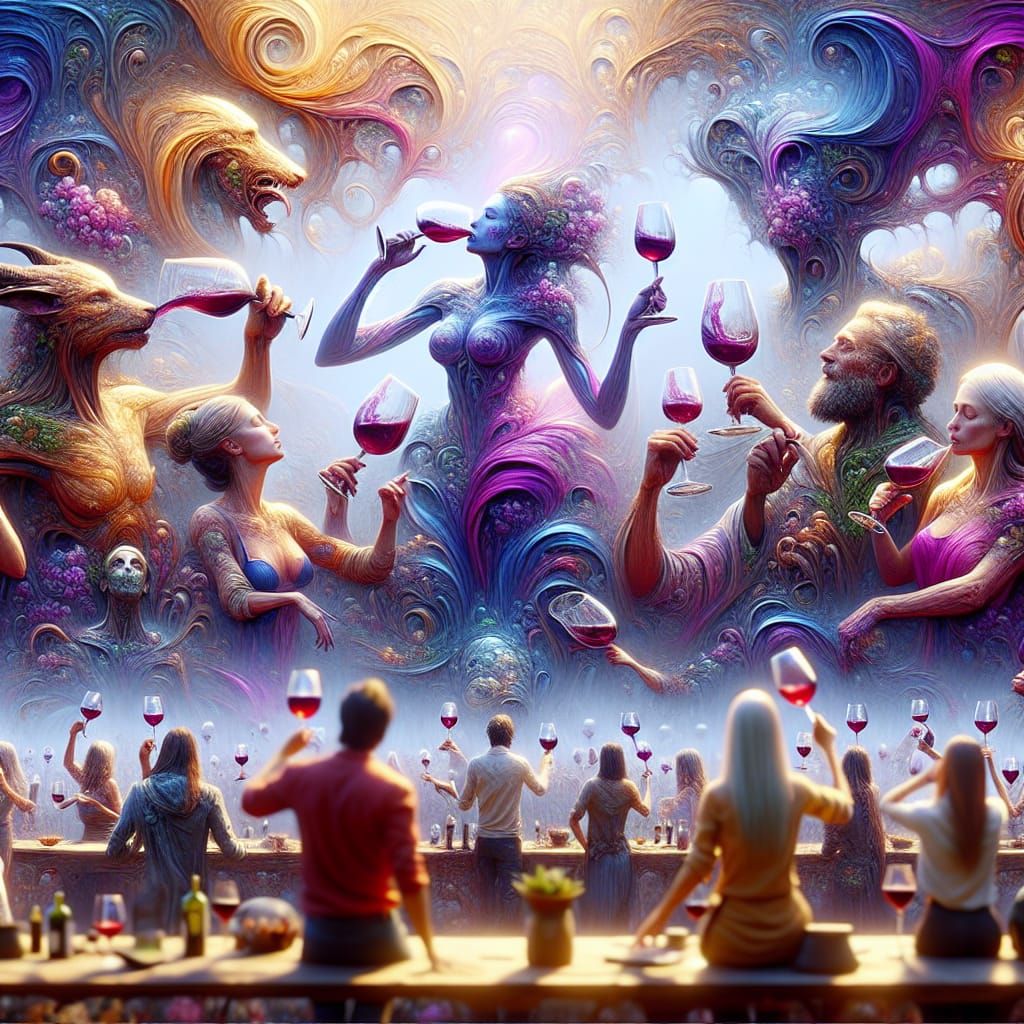 Fantasy Wine Tasting Scene in Detailed Matte Painting