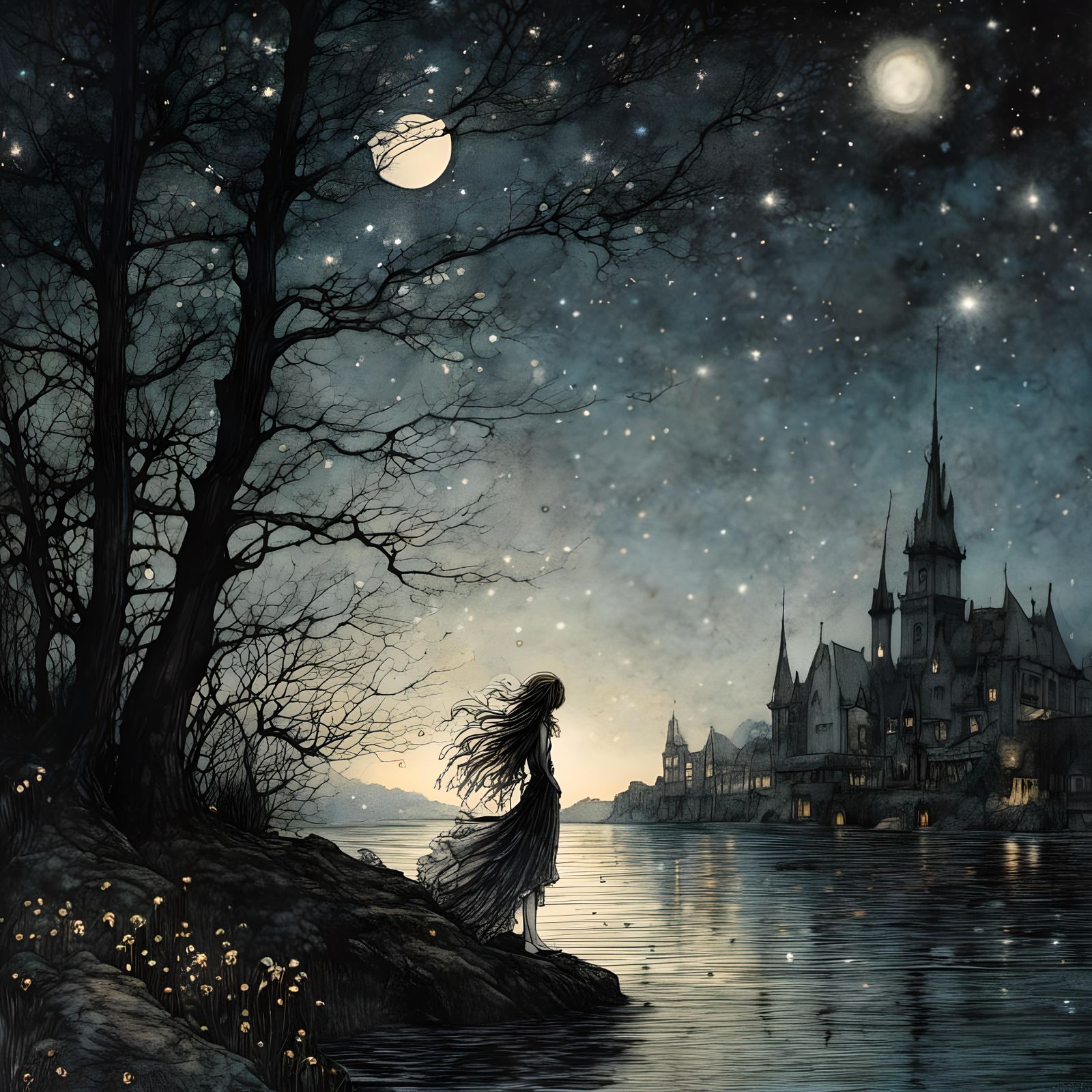 <lora:Aura:1.0>  Faerie of the night, glimmer, shimmer, spar...