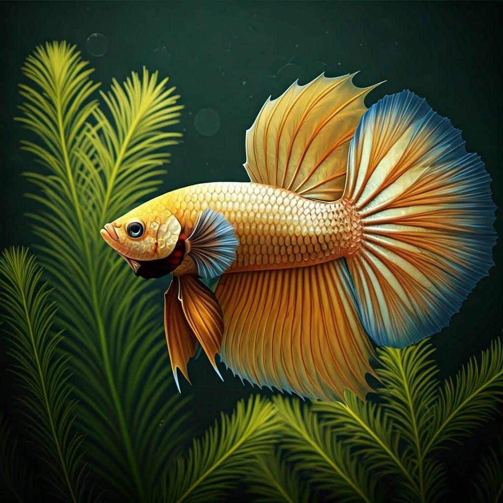 Vibrant Betta Fish in Realistic Underwater Scene