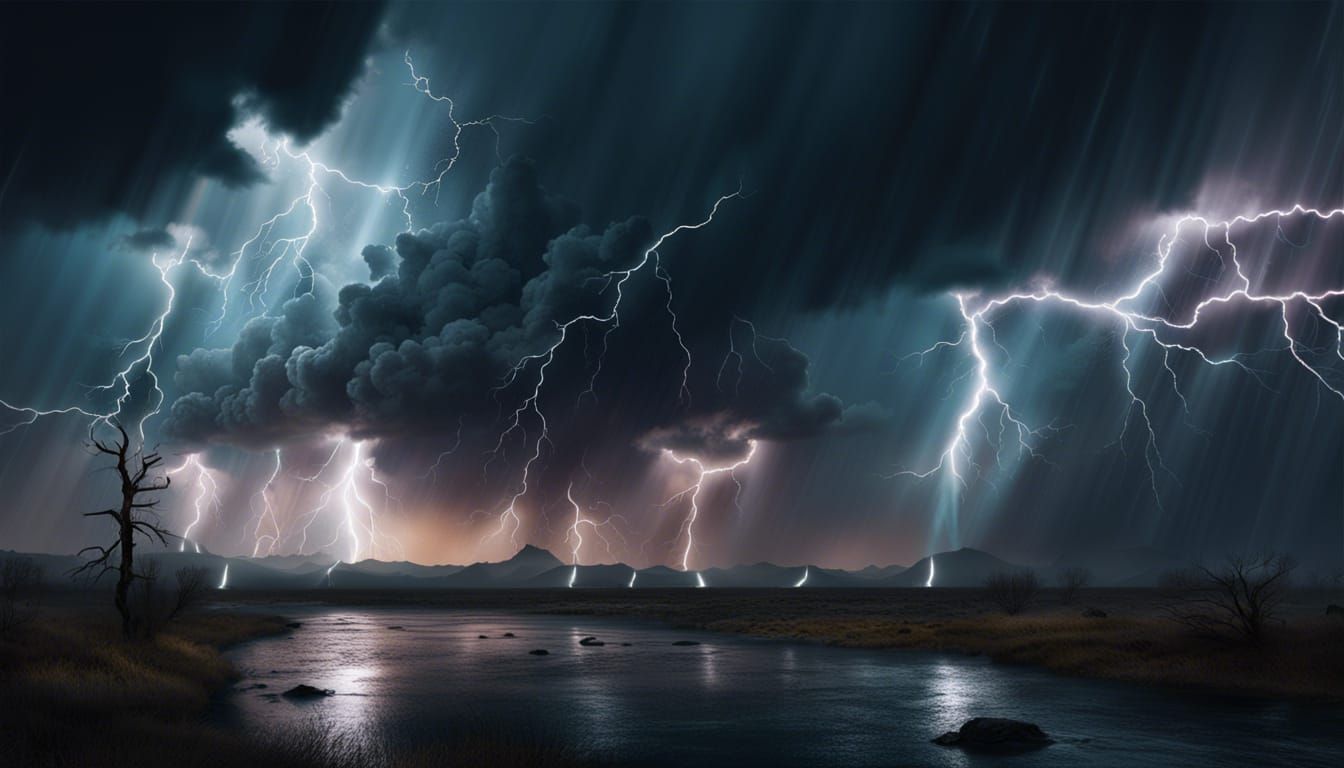 Epic Lightning Storms in Hyperrealistic Style