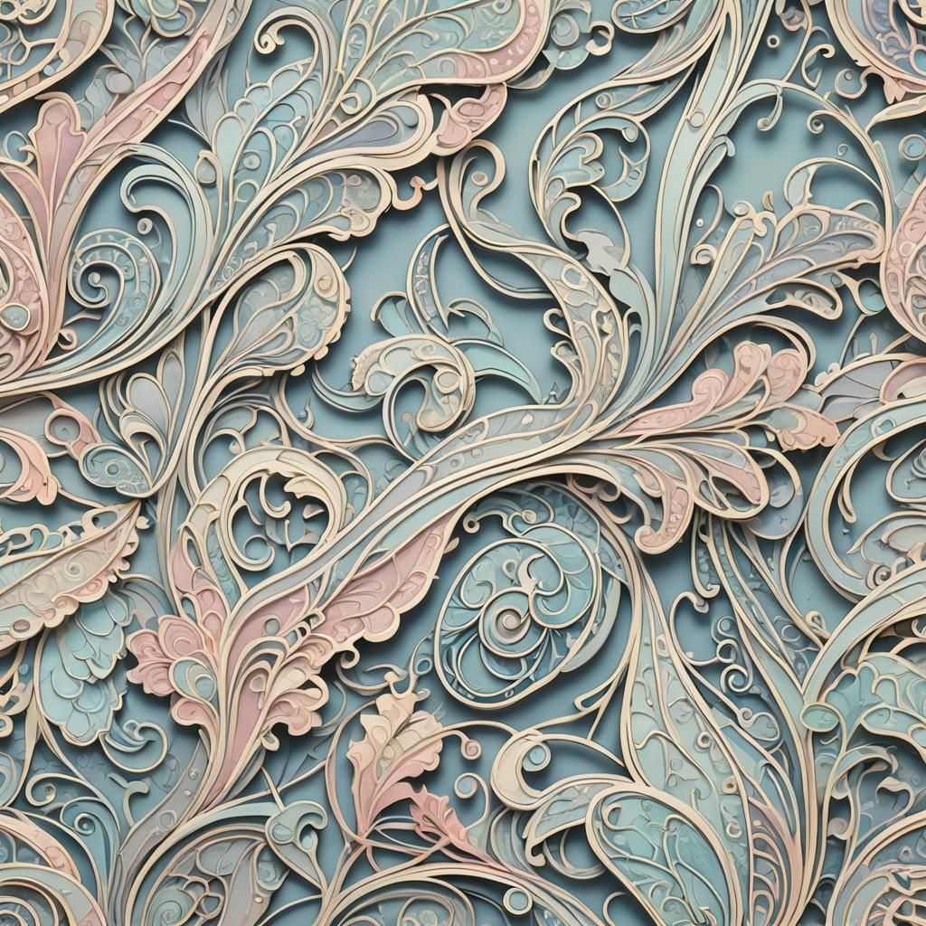 Intricate Paisley Pattern in Art Nouveau Style