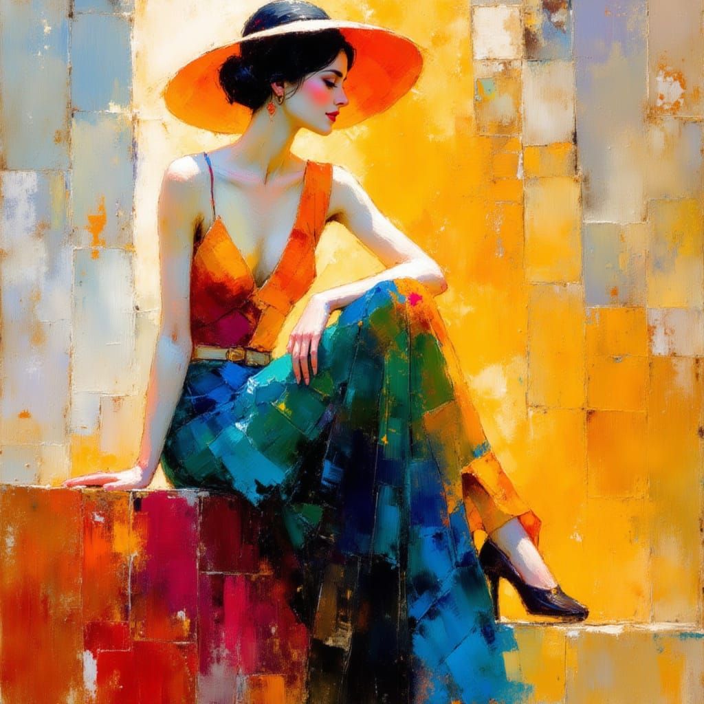 Abstract Portrait of Woman with Brush Strokes