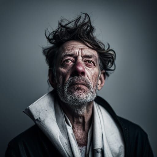 Sad Clown Portrait in the Style of Jeffries