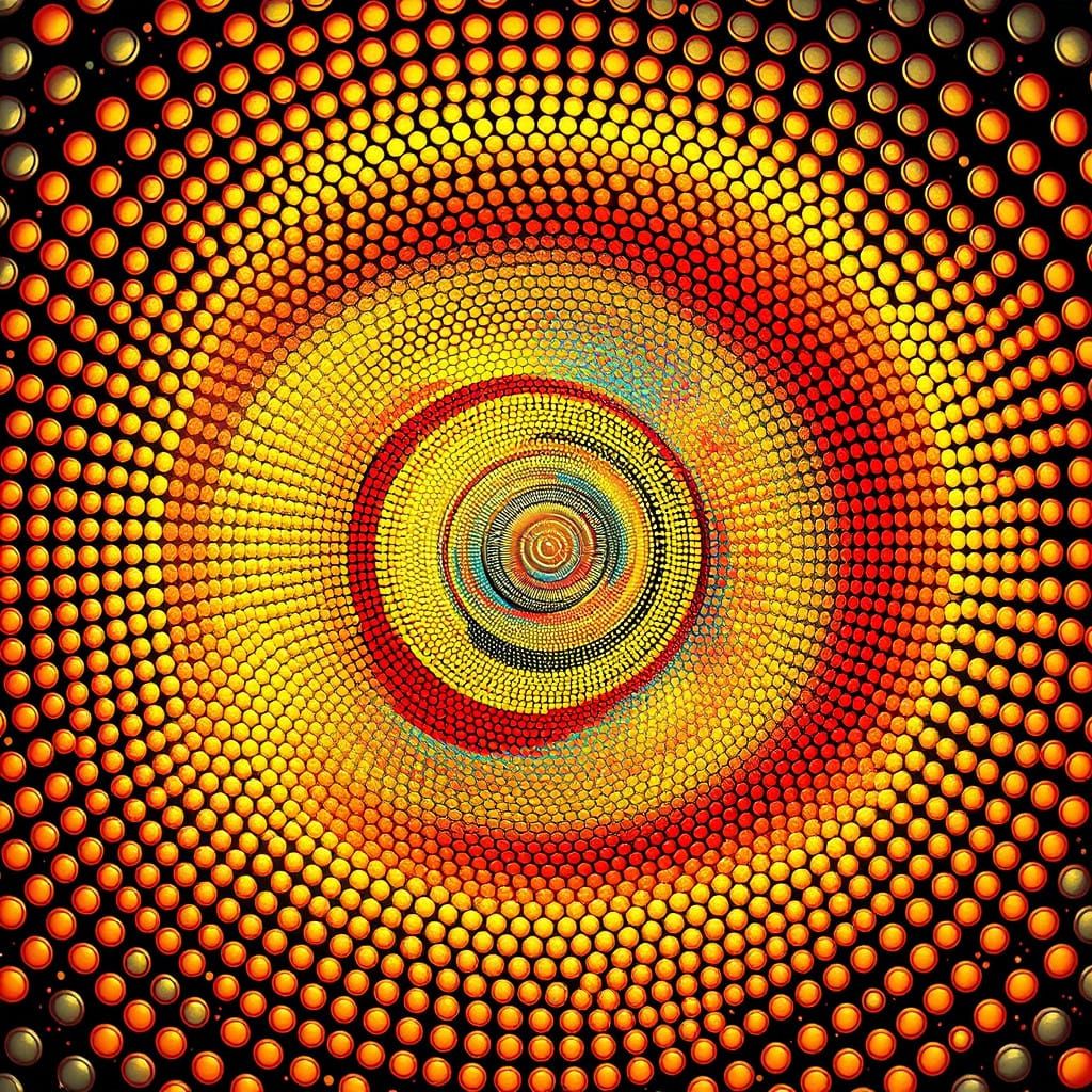 Dazzling Pop Art Spiral in Metallic Gold and Orange