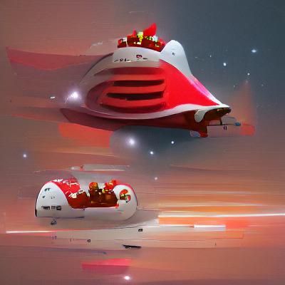 Santa Claus in Spaceship, Futuristic Holiday Scene