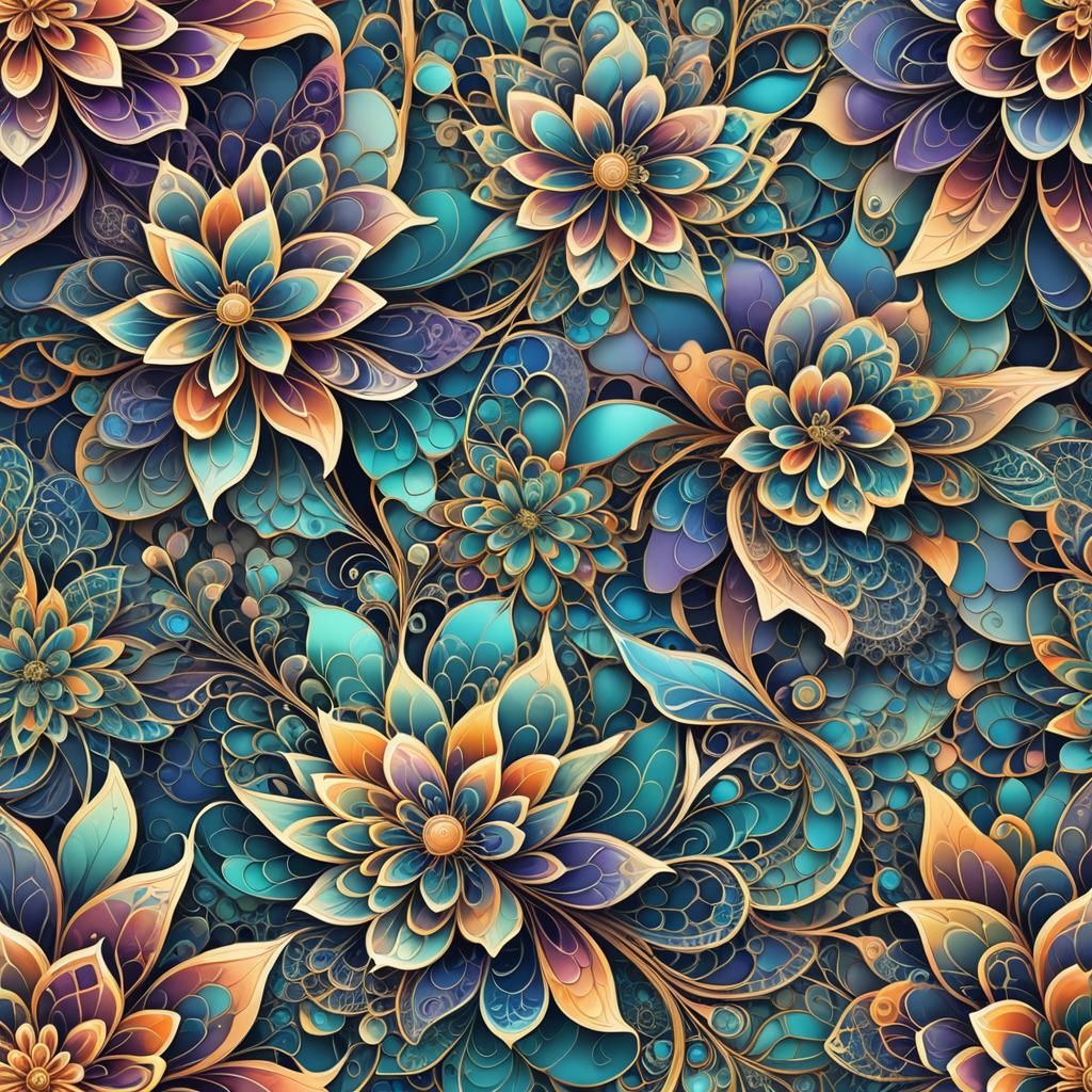 Blooming Atlantean Flowers in Fractal Garden