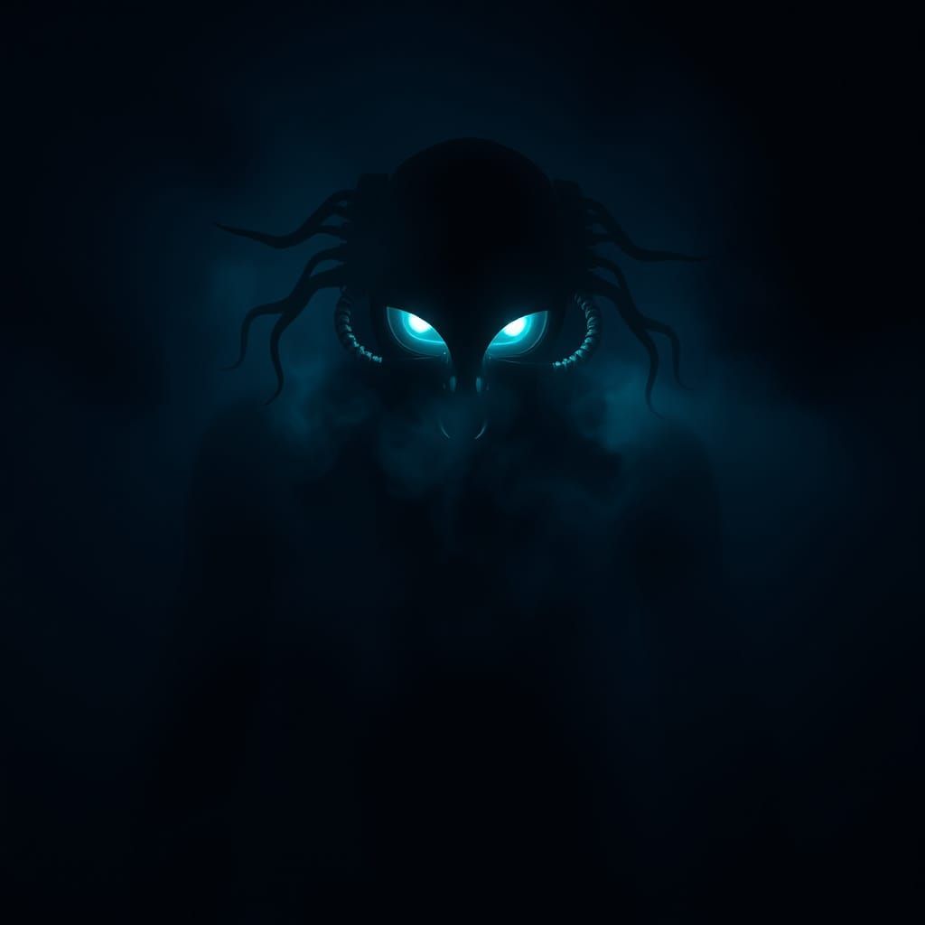 Person Consumed by Darkness in Surreal Biomechanical Style