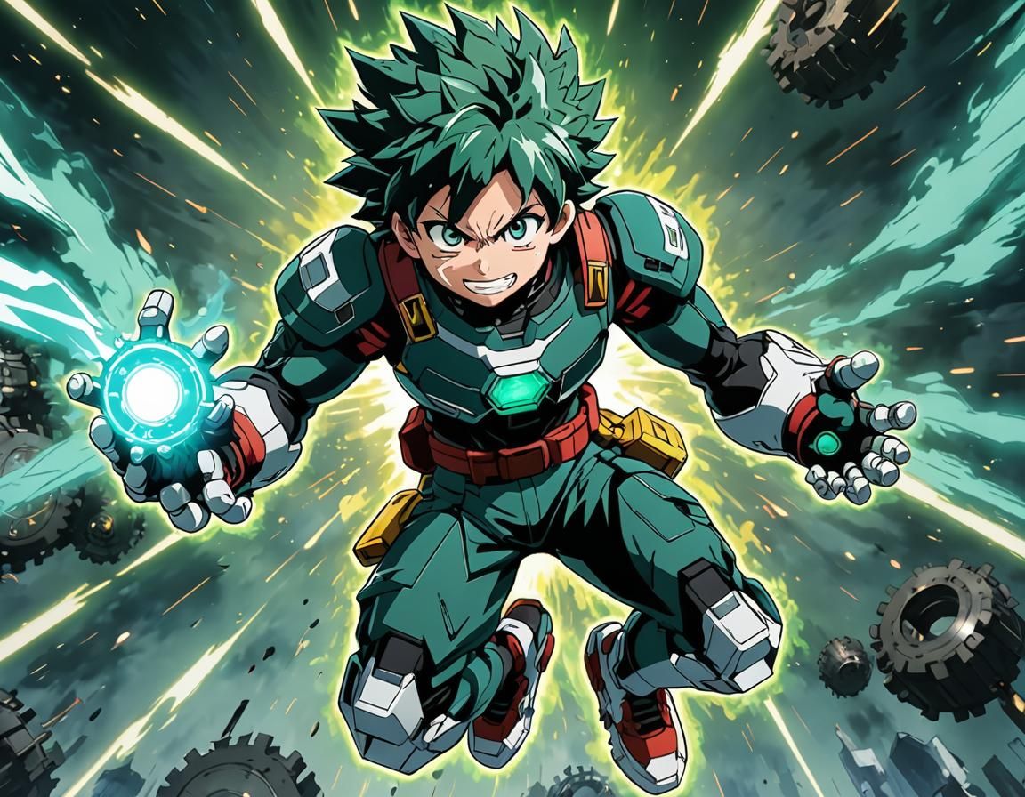 Izuku Midoriya with Ether Gear Anime Style