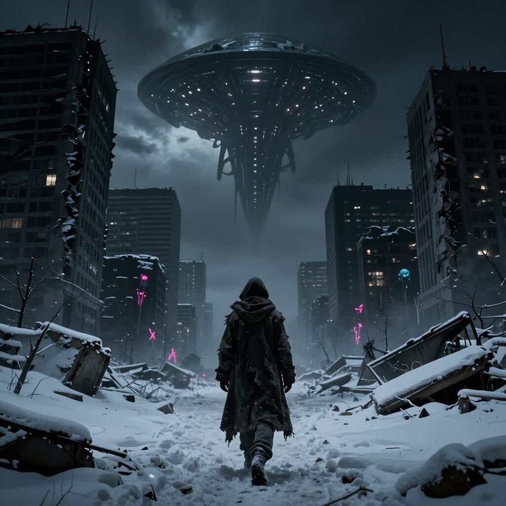 Lone Survivor in Alien-Infested City, Surreal Style