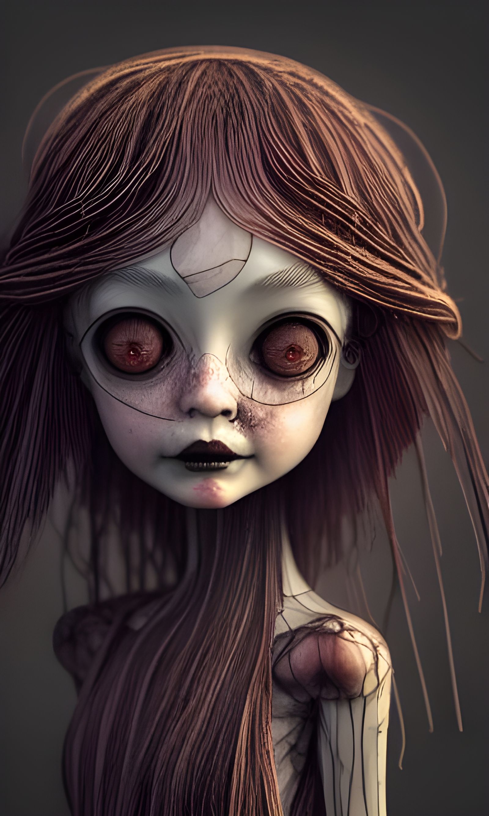 Intricate Wood Witch Doll: Photorealistic Digital Art