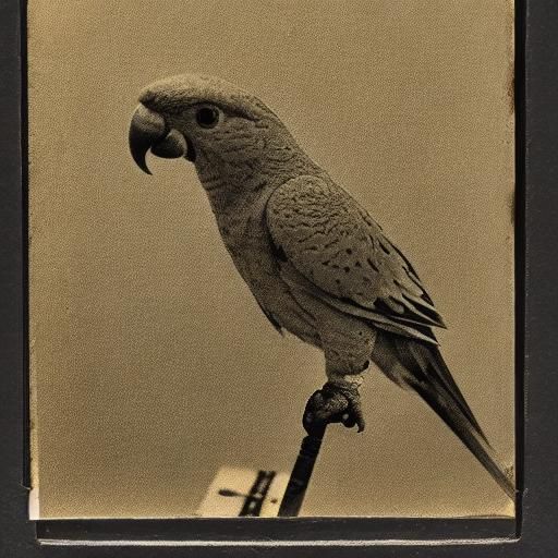 Parrot Smoking Cigar in Daguerreotype Style